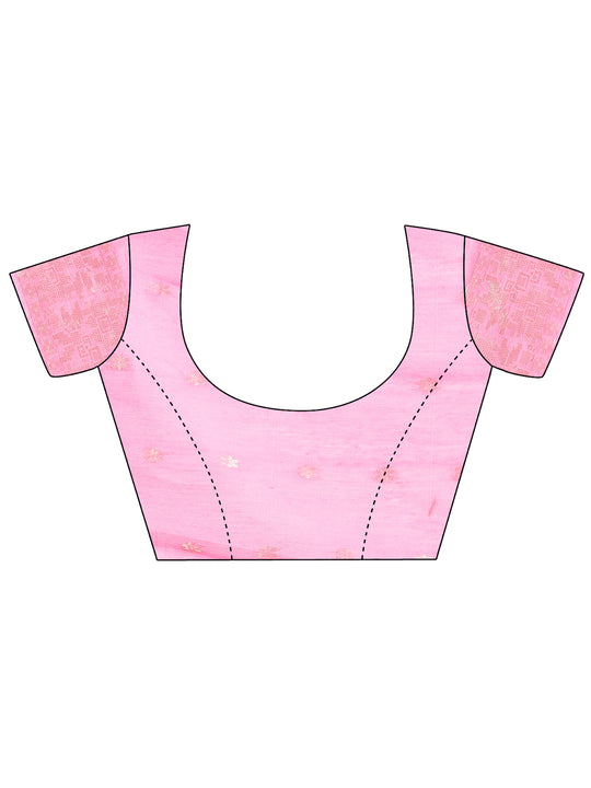 Pink Cotton Saree With Blouse Piece