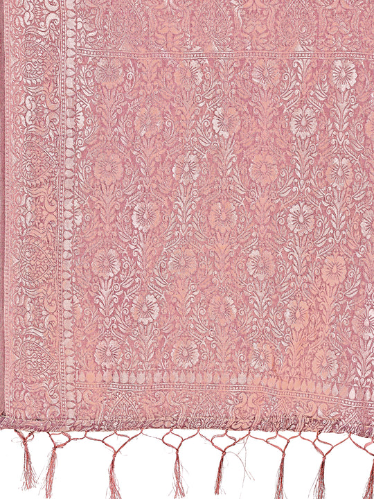 Purple Linen Cotton Saree With Blouse Piece