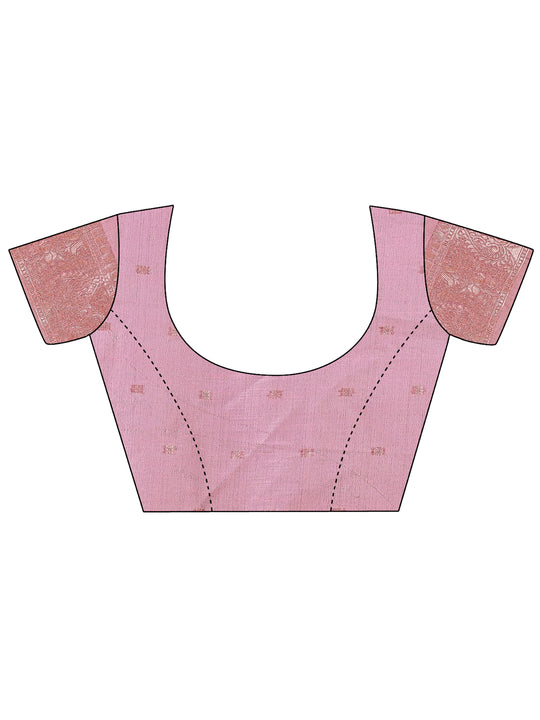 Purple Linen Cotton Saree With Blouse Piece