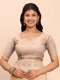 Off White Linen Cotton Saree With Blouse Piece