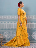 Yellow Silk Saree With Blouse Piece