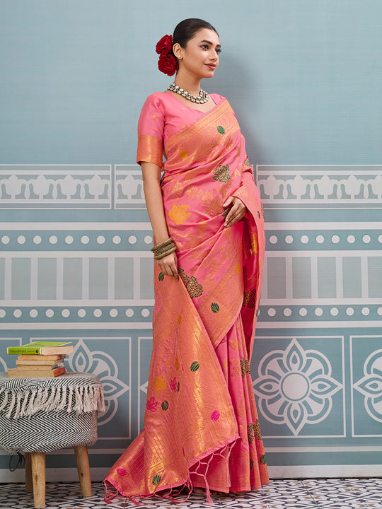 Gajari Silk Saree With Blouse Piece