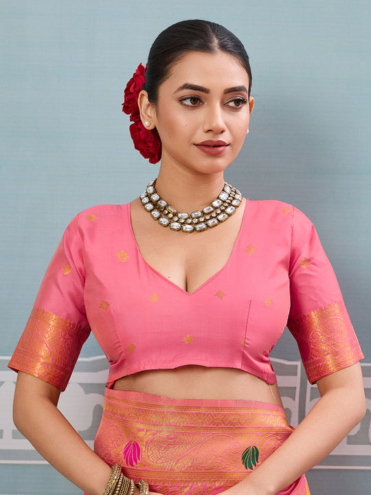 Gajari Silk Saree With Blouse Piece