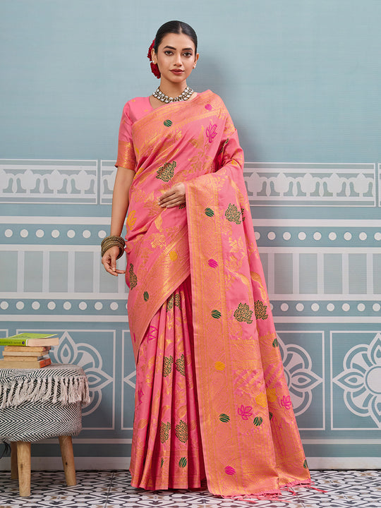 Gajari Silk Saree With Blouse Piece