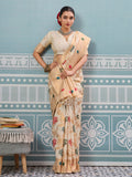 Cream Silk Saree With Blouse Piece