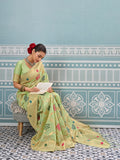 Sea Green Silk Saree With Blouse Piece