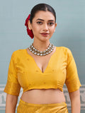 Yellow Silk Saree With Blouse Piece
