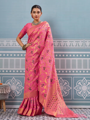 Gajari Silk Saree With Blouse Piece
