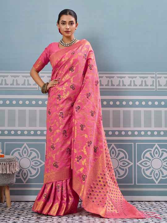 Gajari Silk Saree With Blouse Piece
