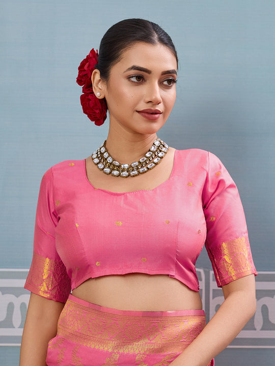 Gajari Silk Saree With Blouse Piece