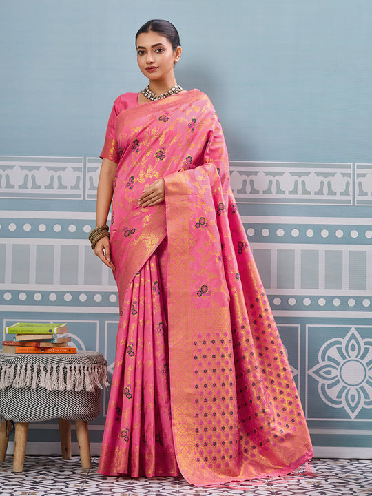Gajari Silk Saree With Blouse Piece