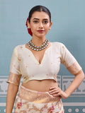 Cream Silk Saree With Blouse Piece