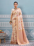 Cream Silk Saree With Blouse Piece