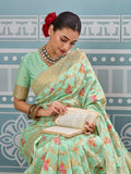 Pista Silk Saree With Blouse Piece