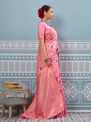 Light Pink Silk Saree With Blouse Piece
