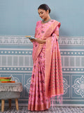 Light Pink Silk Saree With Blouse Piece