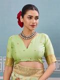Sea Green Silk Saree With Blouse Piece