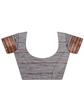 Grey Linen Cotton Saree With Blouse Piece