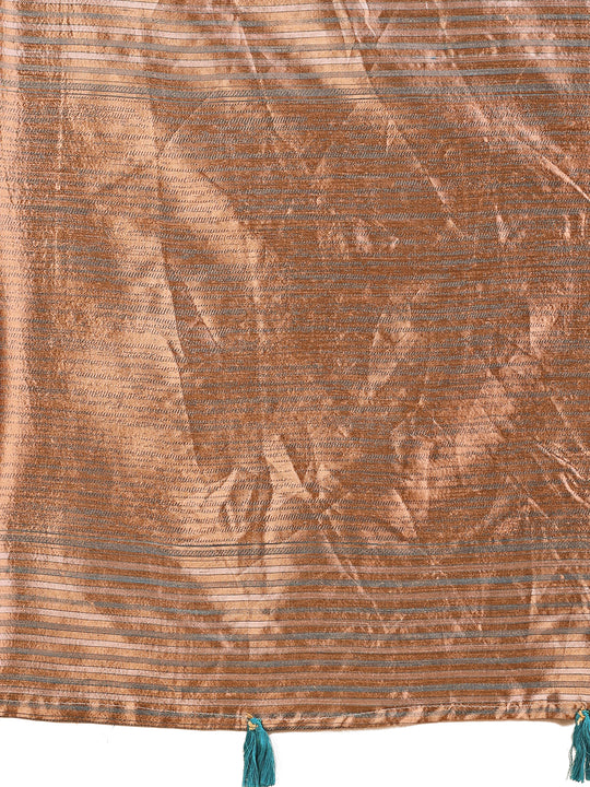 Blue Linen Cotton Saree With Blouse Piece