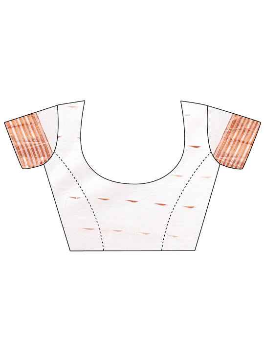 White Linen Cotton Saree With Blouse Piece