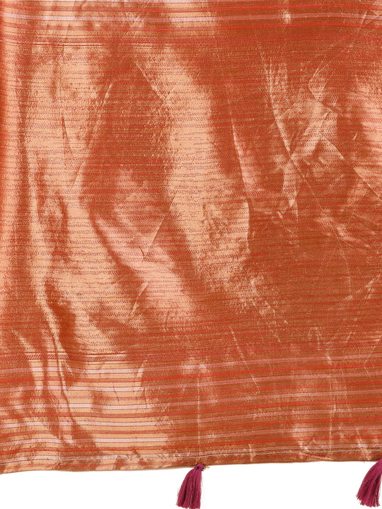 Red Linen Cotton Saree With Blouse Piece