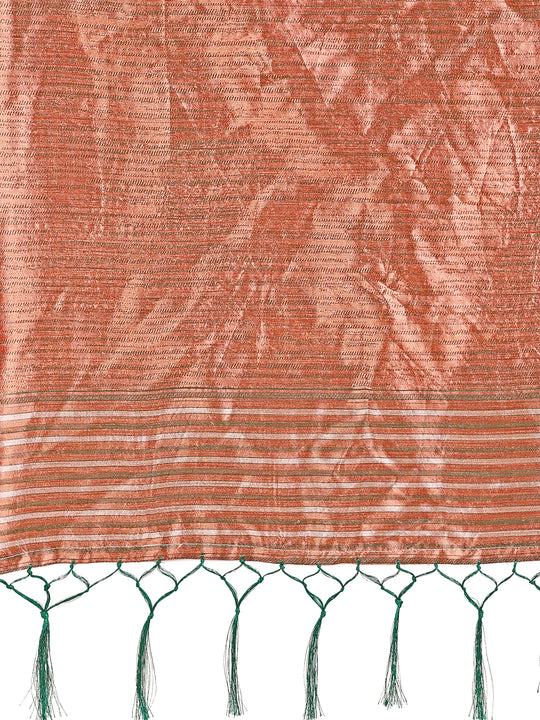 Green Linen Cotton Saree With Blouse Piece