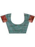 Green Linen Cotton Saree With Blouse Piece