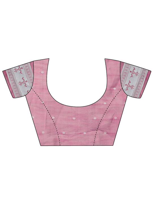 Purple Linen Cotton Saree With Blouse Piece