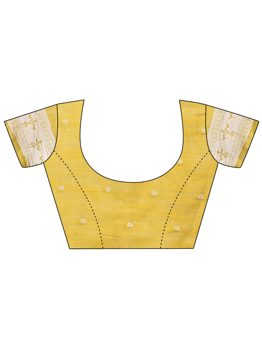 Mustard Linen Cotton Saree With Blouse Piece