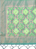 Light Green Linen Cotton Saree With Blouse Piece