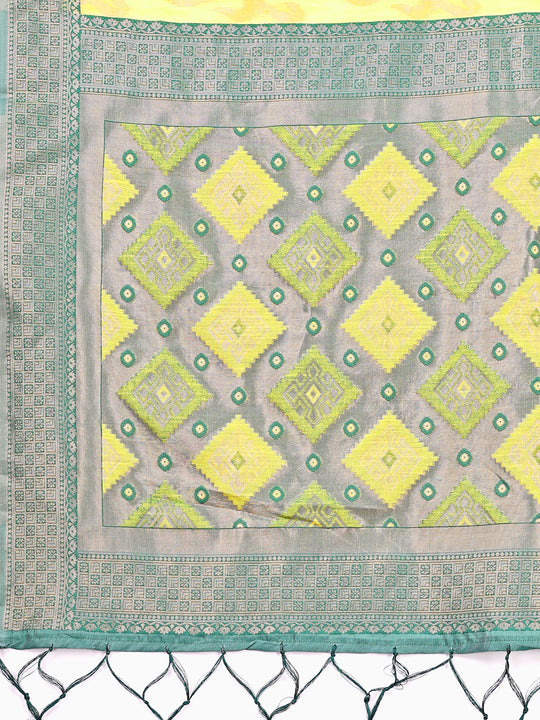 Yellow Linen Cotton Saree With Blouse Piece