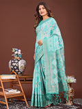 Sea Green Linen Cotton Saree With Blouse Piece