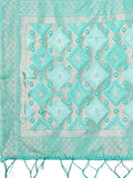 Sea Green Linen Cotton Saree With Blouse Piece