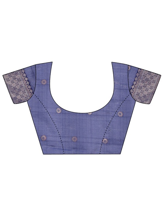 Sky Blue Linen Cotton Saree With Blouse Piece