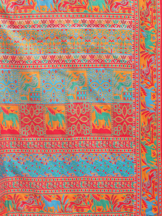 Off White Linen Cotton Saree With Blouse Piece