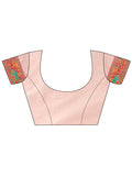 Off White Linen Cotton Saree With Blouse Piece