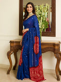 Printed Bandhani Ajrak Mirrorwork Saree