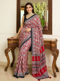 Printed Bandhani Ajrak Mirrorwork Saree