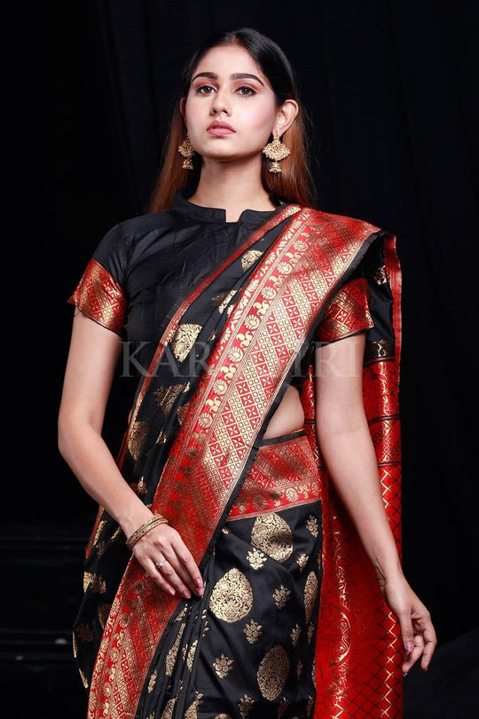 Grease Black Banarasi Saree