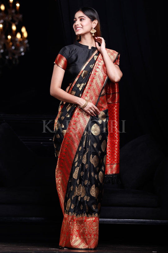 Grease Black Banarasi Saree