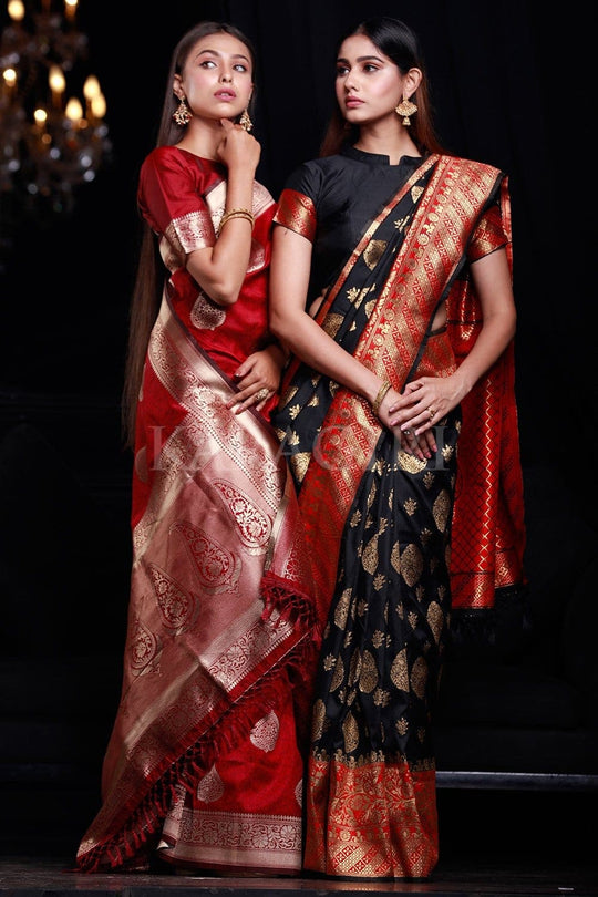 Grease Black Banarasi Saree