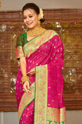 Magenta Banarasi Silk Saree With Blouse