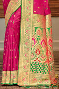 Magenta Banarasi Silk Saree With Blouse