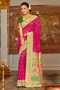 Magenta Banarasi Silk Saree With Blouse