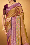 Mustard Gold Silk Woven Work Traditional Saree