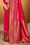 Rani Pink Silk Woven Work Traditional Saree