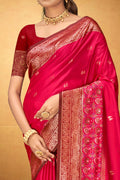 Rani Pink Silk Woven Work Traditional Saree