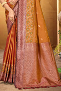 Copper Orange Silk Woven Work Traditional Saree