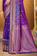 Violet Purple Silk Woven Work Traditional Saree