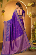 Violet Purple Silk Woven Work Traditional Saree